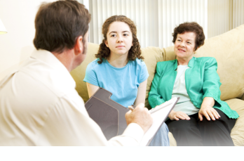 grandmother and teenage girl are visiting physiotherapist